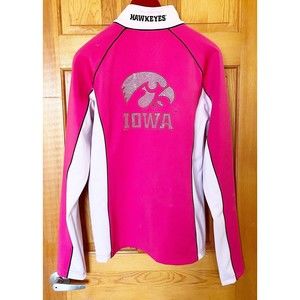 Iowa Hawkeyes Womens Pink Rhinestone Jacket Sz M Softshell Logo Embroidered